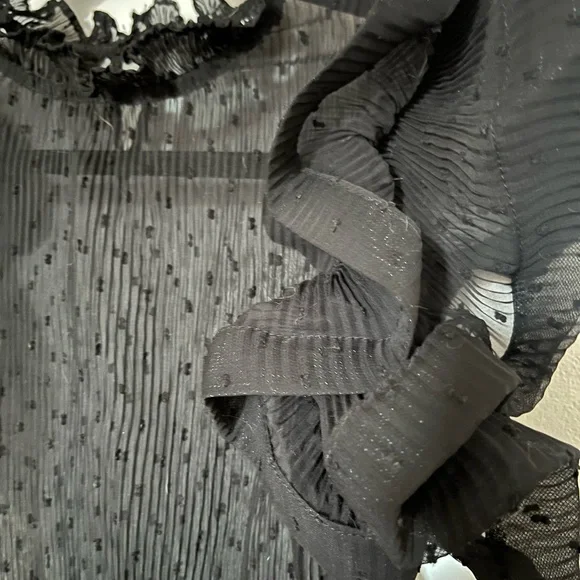 Sheer Black Ruffle Top - Picture 3 of 4